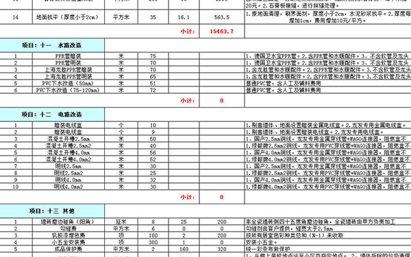 裝修報(bào)價單