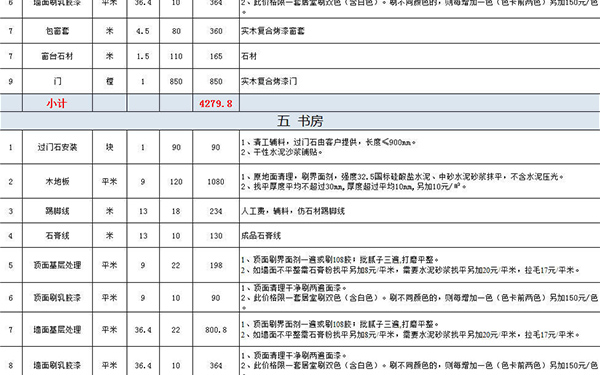 裝修報價單明細(xì)